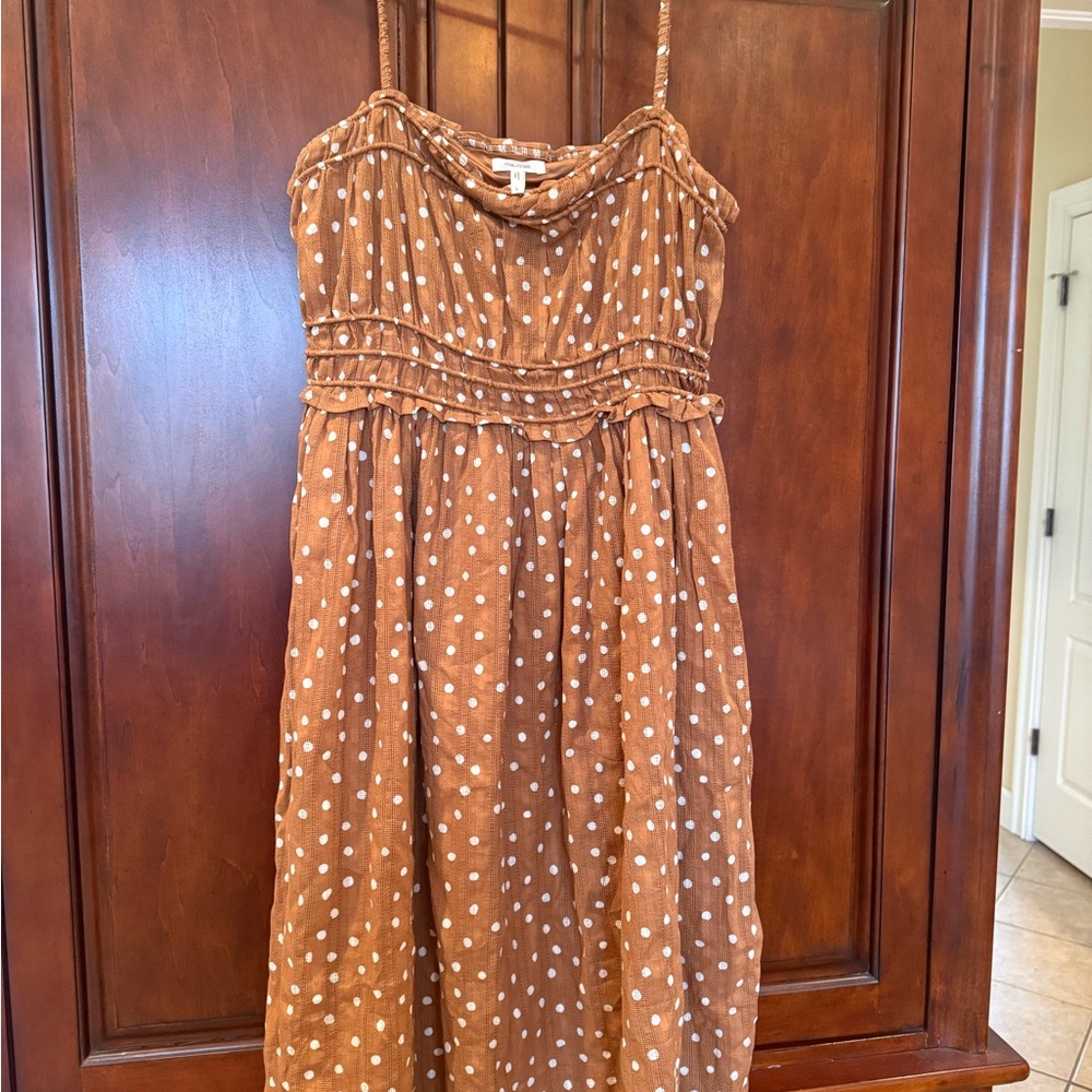 Maurices Rust Polka Dot Midi Dress